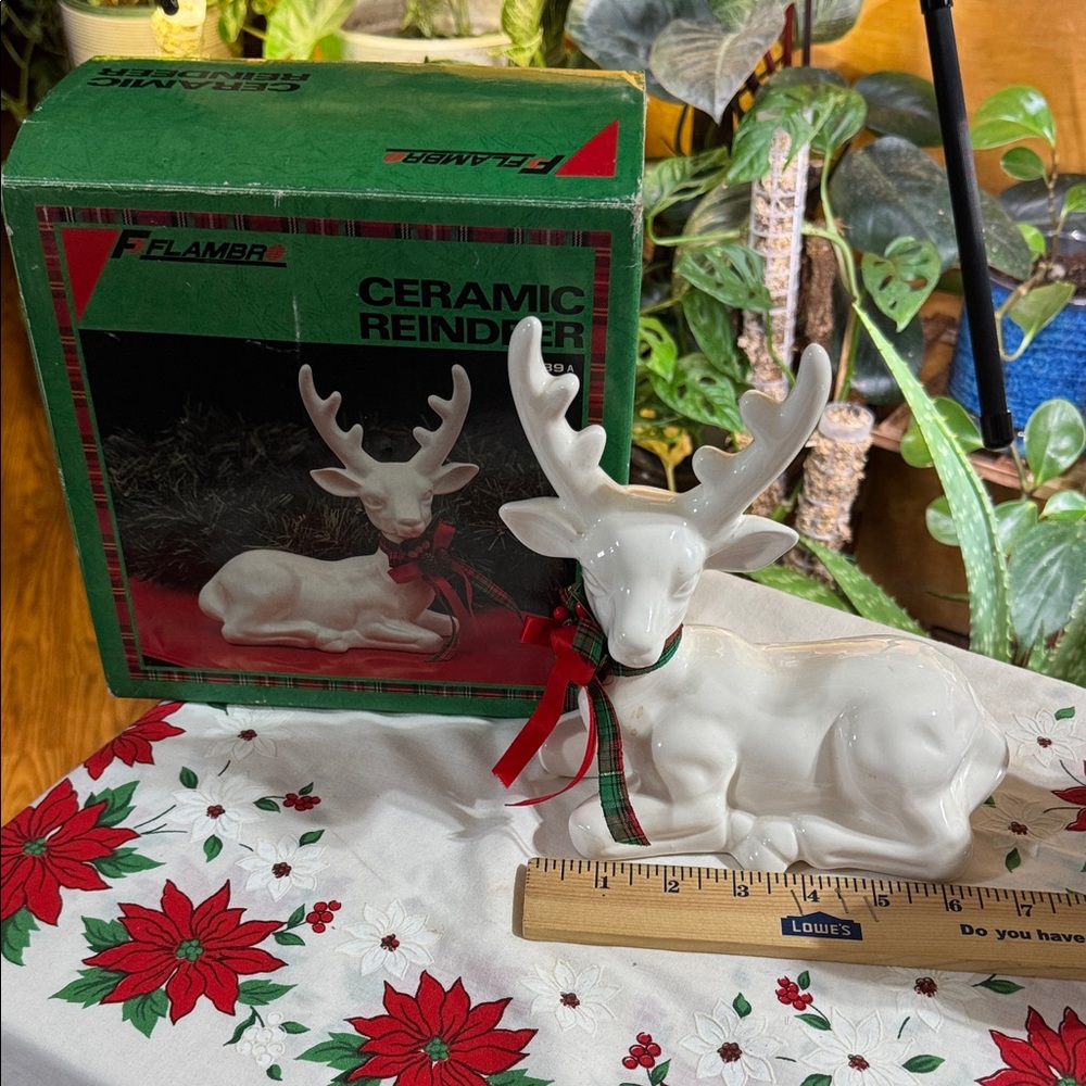 F FLAMBER vintage White Ceramic Reindeer smoke free home